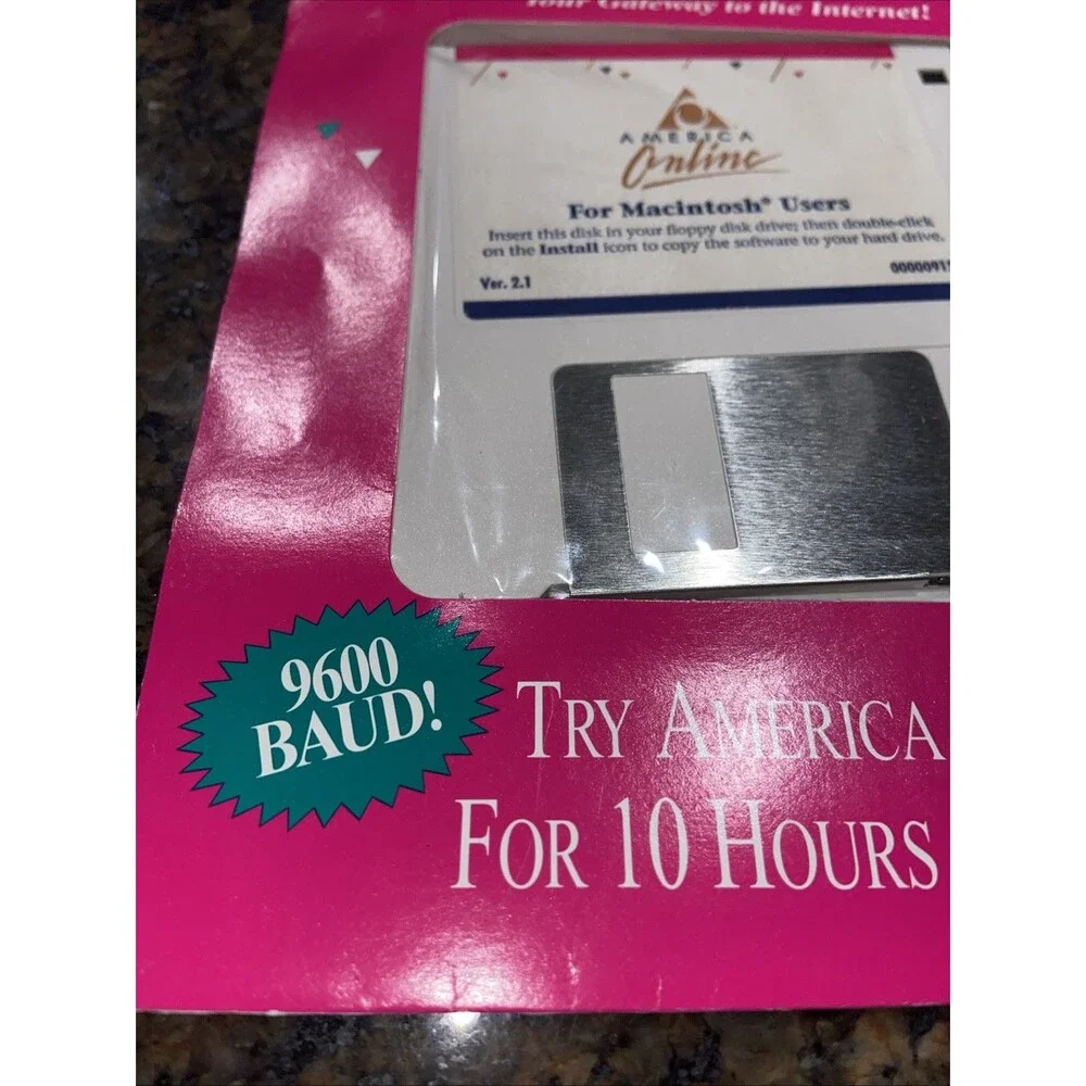 Vintage 1994 AOL America Online 2.1 Apple Mac Macintosh Software Floppy Disk